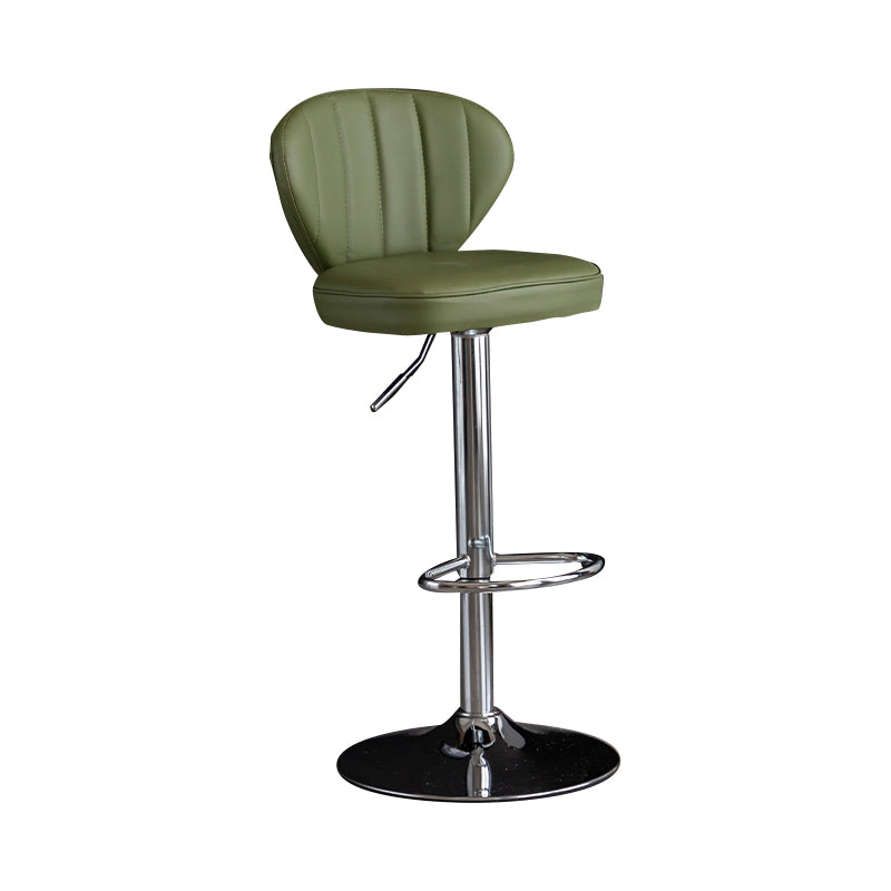 Contemporary Leather Swivel Barstool Indoor Bar Stool with Iron Legs and Low Back
