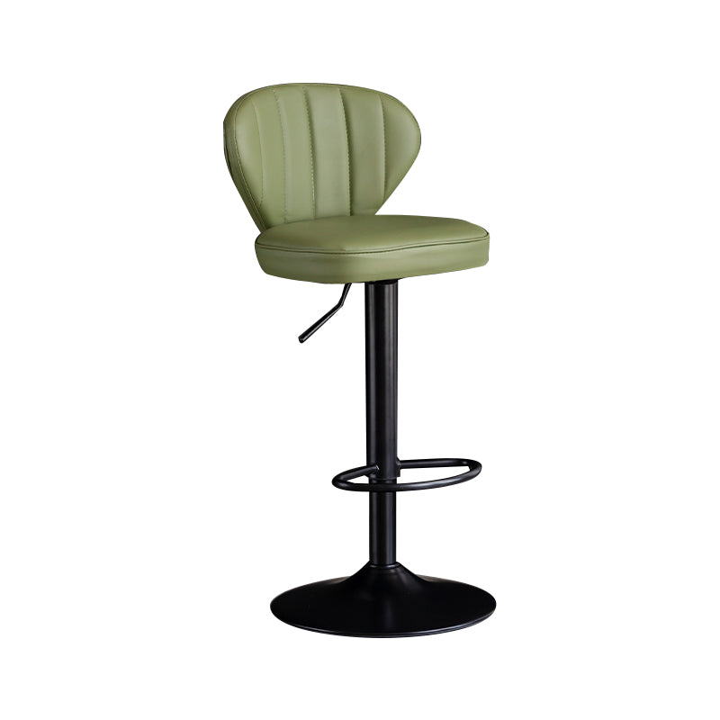 Contemporary Leather Swivel Barstool Indoor Bar Stool with Iron Legs and Low Back