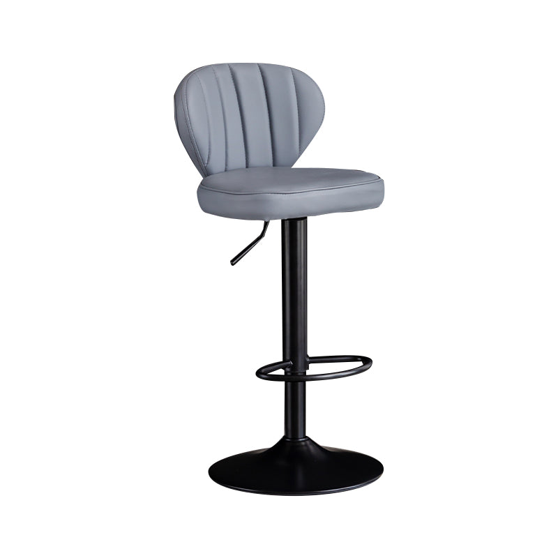 Contemporary Leather Swivel Barstool Indoor Bar Stool with Iron Legs and Low Back