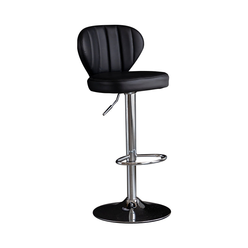 Contemporary Leather Swivel Barstool Indoor Bar Stool with Iron Legs and Low Back