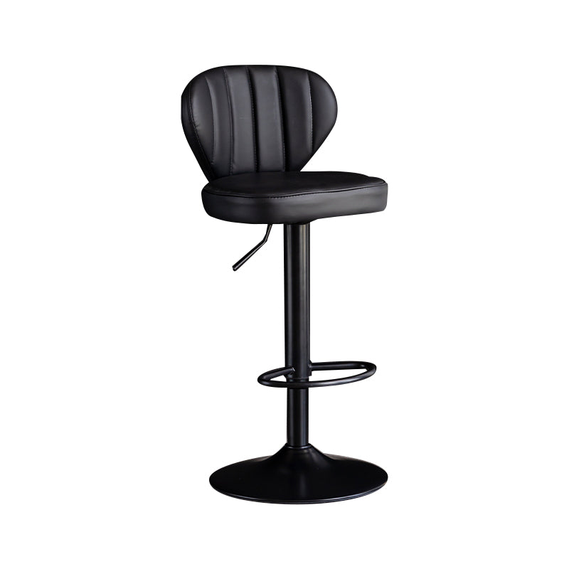 Contemporary Leather Swivel Barstool Indoor Bar Stool with Iron Legs and Low Back