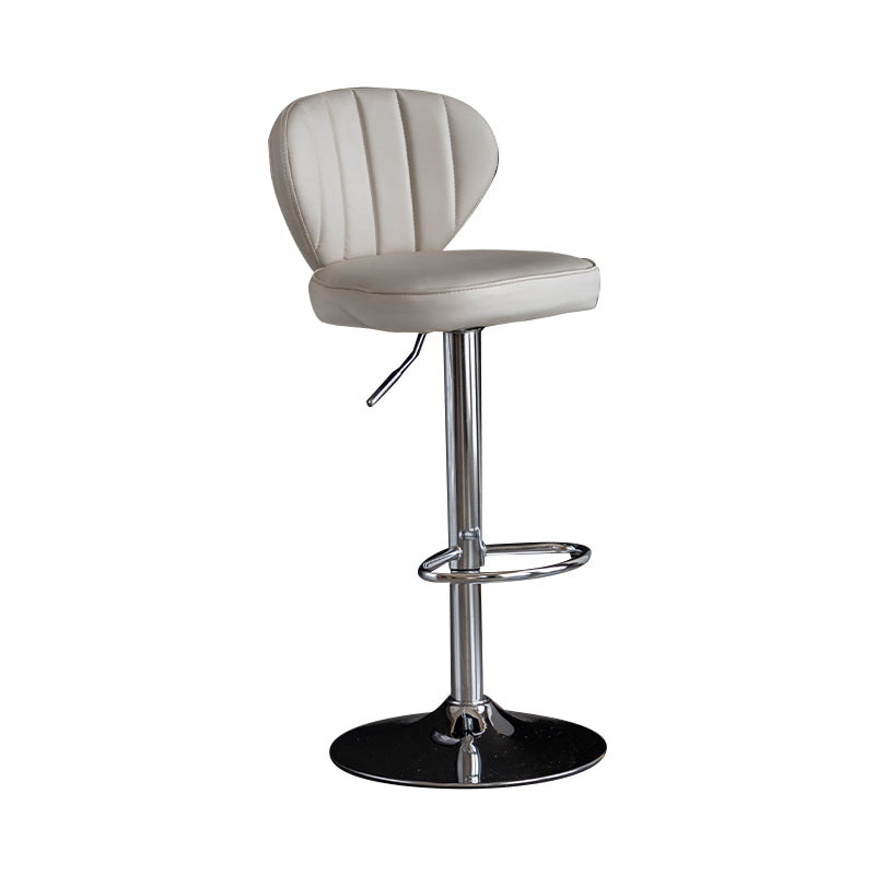 Contemporary Leather Swivel Barstool Indoor Bar Stool with Iron Legs and Low Back