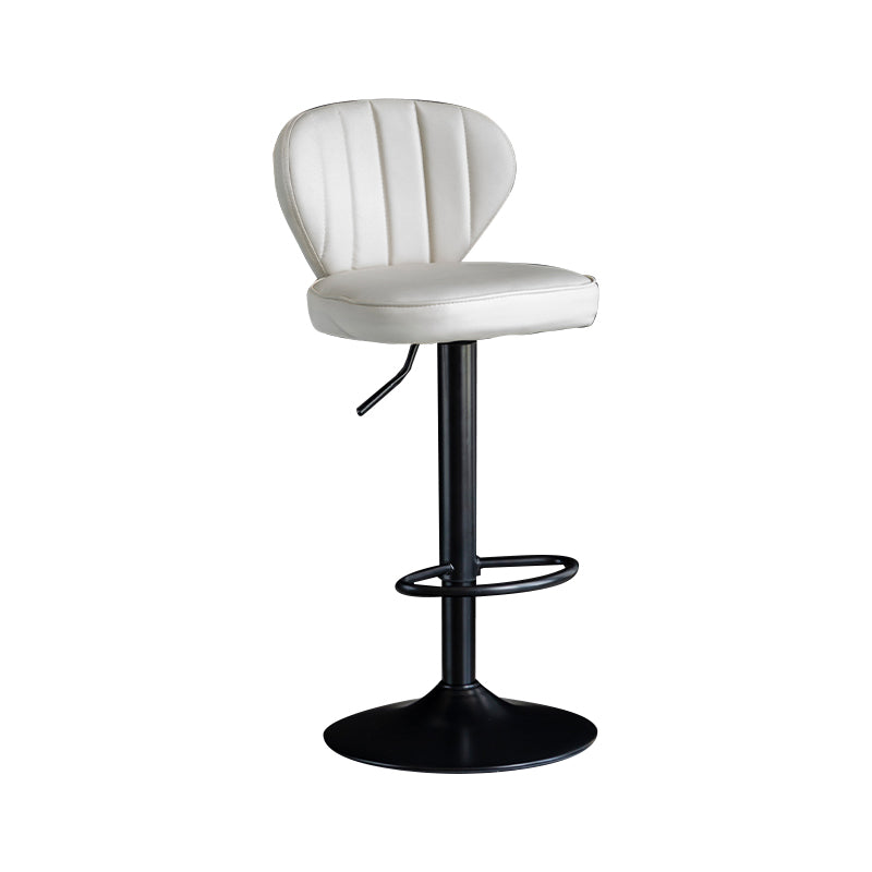 Contemporary Leather Swivel Barstool Indoor Bar Stool with Iron Legs and Low Back