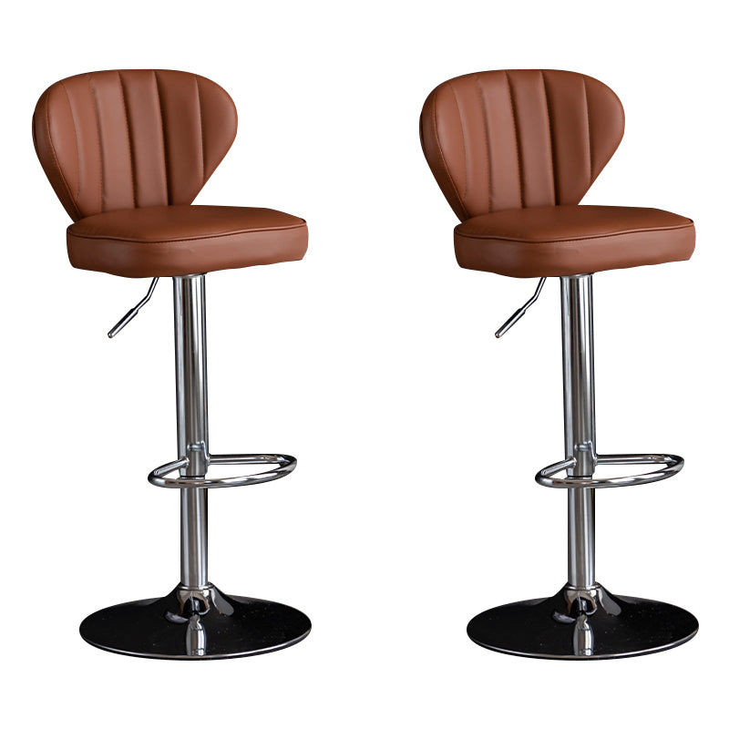 Contemporary Leather Swivel Barstool Indoor Bar Stool with Iron Legs and Low Back