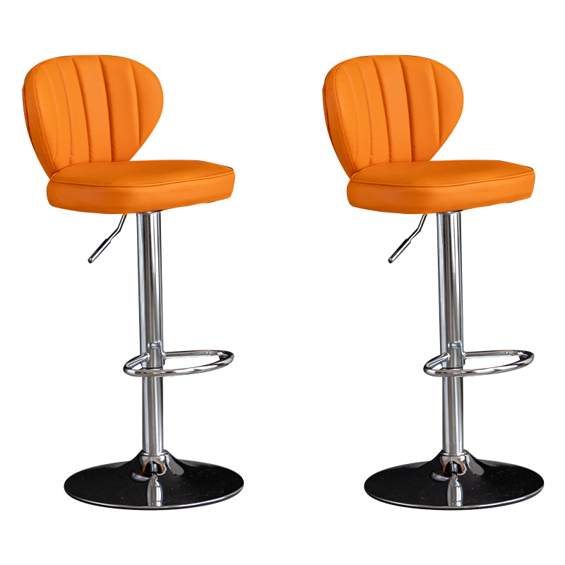 Contemporary Leather Swivel Barstool Indoor Bar Stool with Iron Legs and Low Back