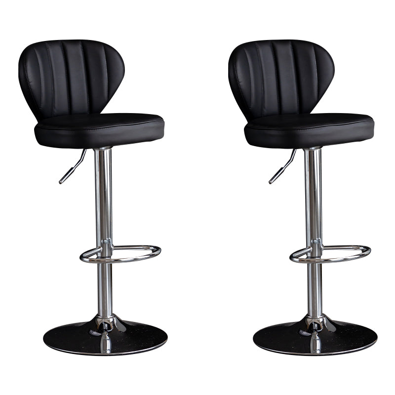 Contemporary Leather Swivel Barstool Indoor Bar Stool with Iron Legs and Low Back