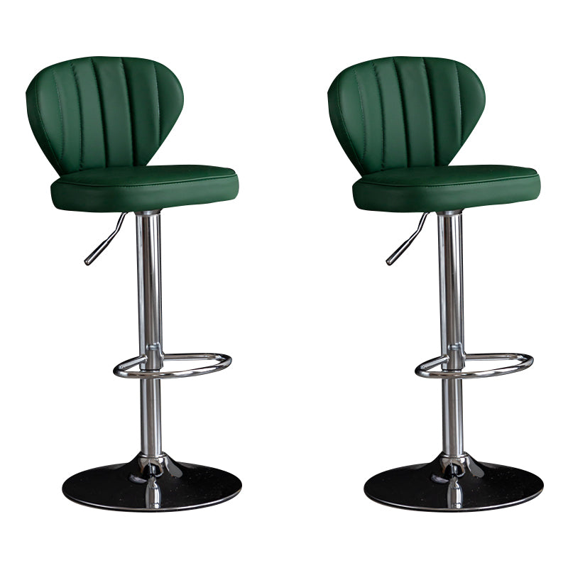 Contemporary Leather Swivel Barstool Indoor Bar Stool with Iron Legs and Low Back