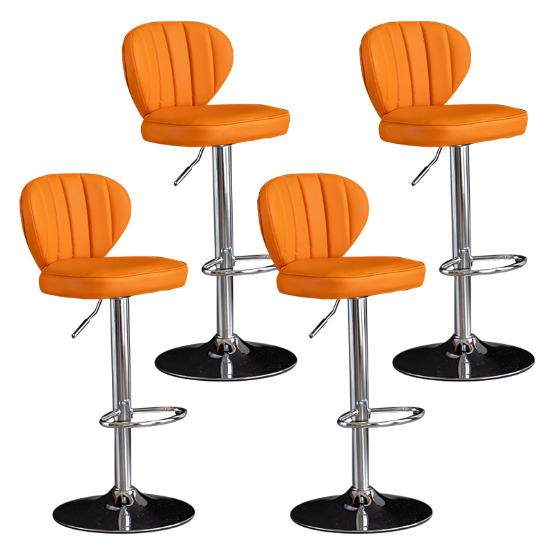 Contemporary Leather Swivel Barstool Indoor Bar Stool with Iron Legs and Low Back
