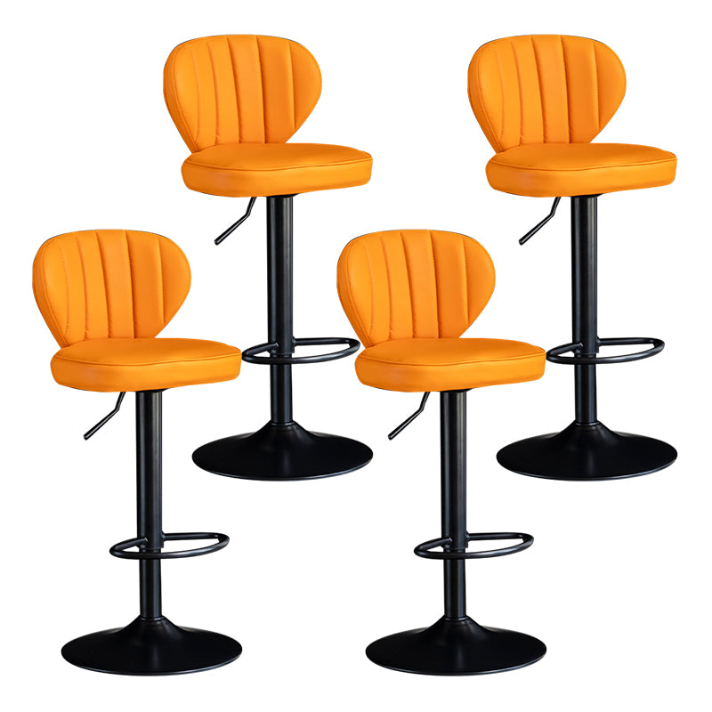 Contemporary Leather Swivel Barstool Indoor Bar Stool with Iron Legs and Low Back