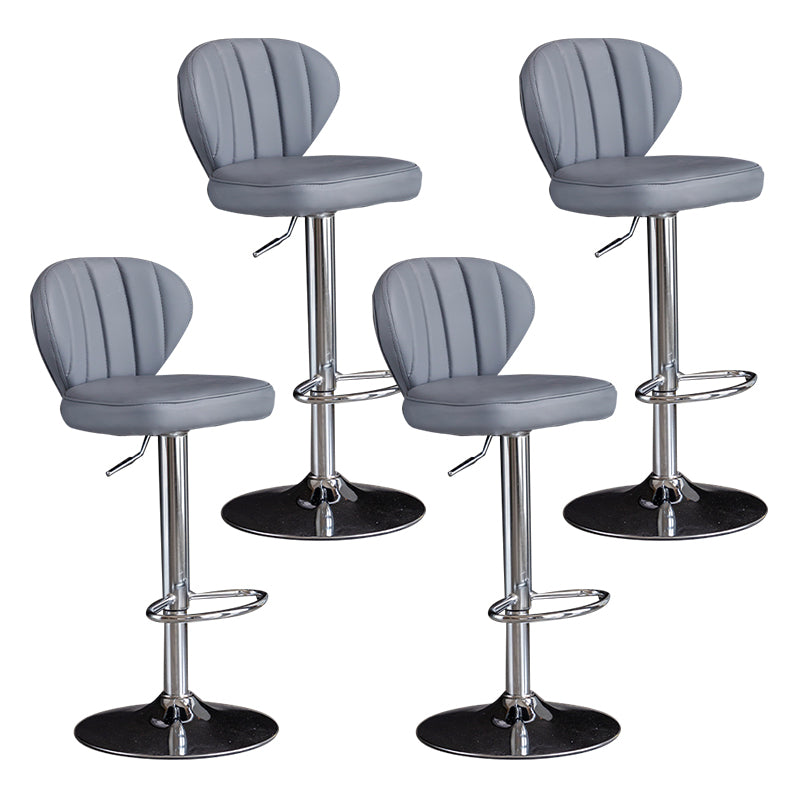Contemporary Leather Swivel Barstool Indoor Bar Stool with Iron Legs and Low Back