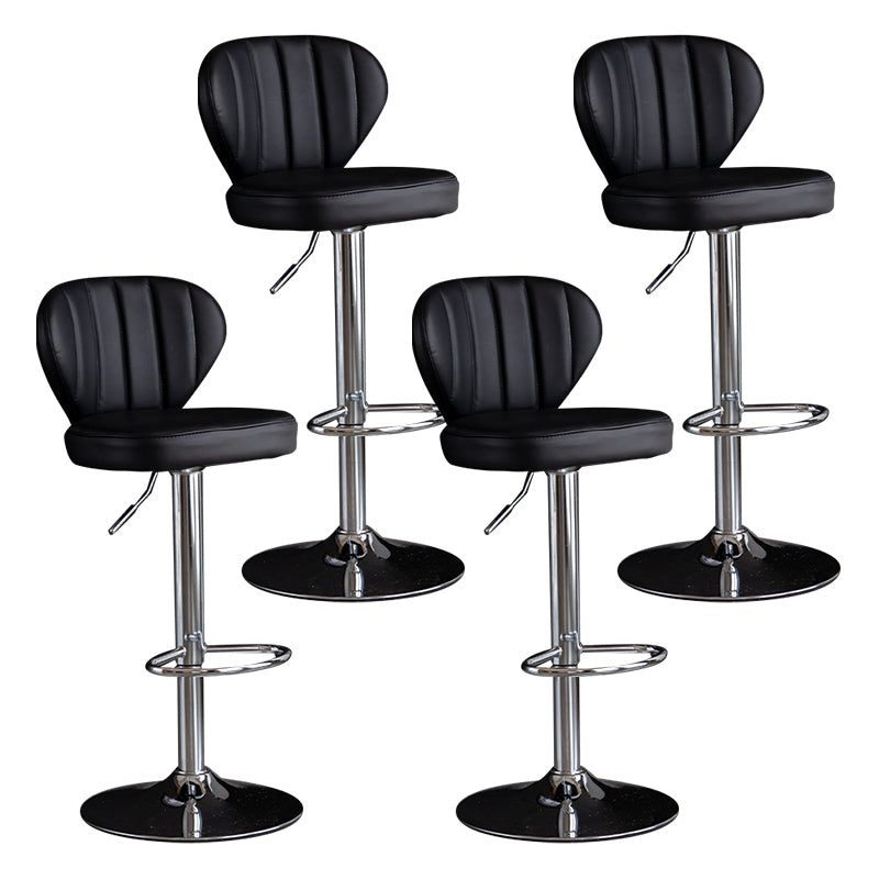 Contemporary Leather Swivel Barstool Indoor Bar Stool with Iron Legs and Low Back