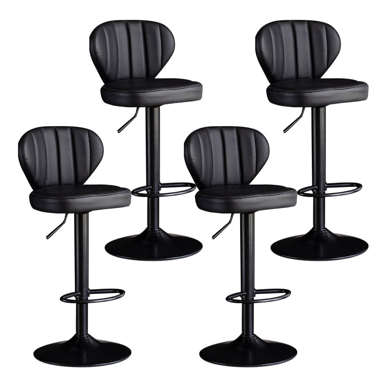 Contemporary Leather Swivel Barstool Indoor Bar Stool with Iron Legs and Low Back