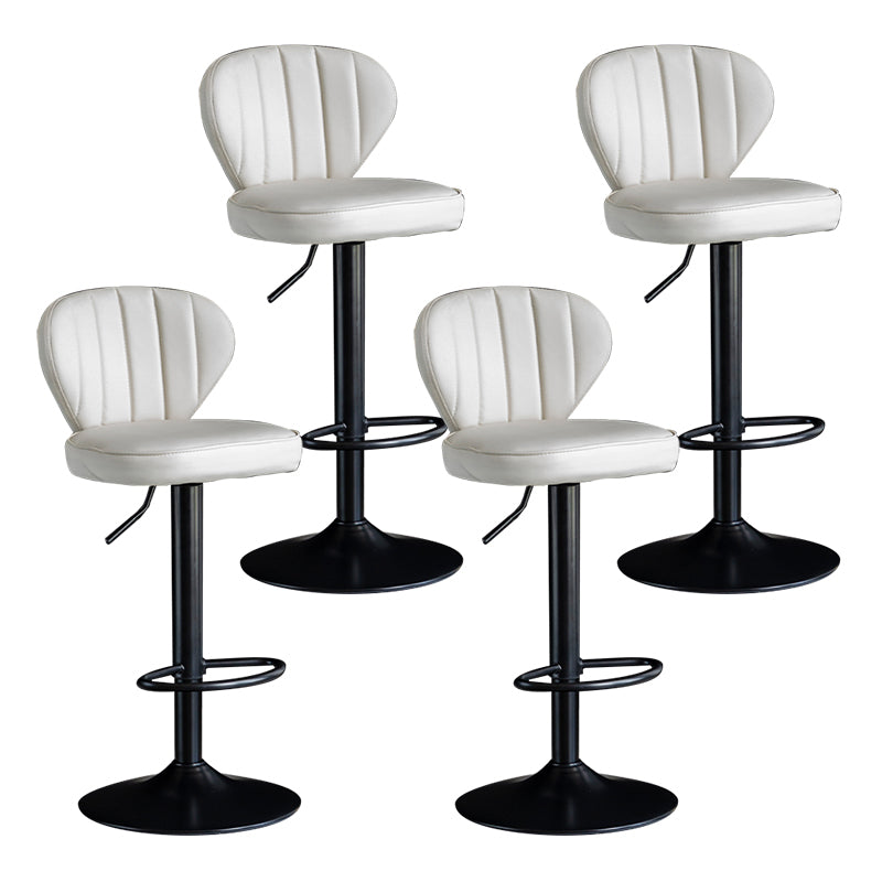 Contemporary Leather Swivel Barstool Indoor Bar Stool with Iron Legs and Low Back