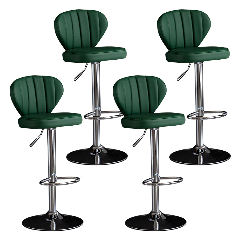 Contemporary Leather Swivel Barstool Indoor Bar Stool with Iron Legs and Low Back
