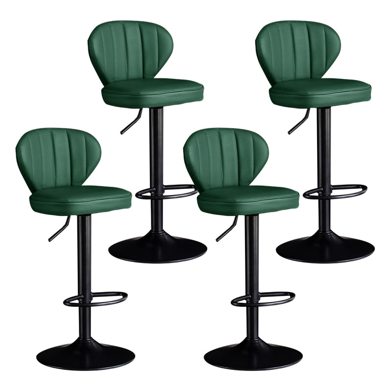 Contemporary Leather Swivel Barstool Indoor Bar Stool with Iron Legs and Low Back
