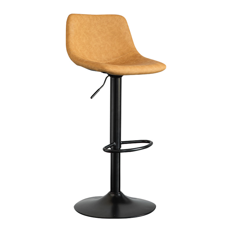Contemporary Leather Swivel Barstool Indoor Bar Stool with Metal Base and Low Back