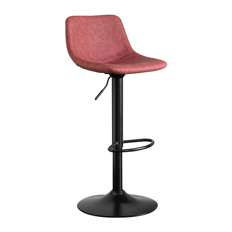 Contemporary Leather Swivel Barstool Indoor Bar Stool with Metal Base and Low Back