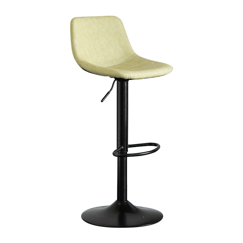 Contemporary Leather Swivel Barstool Indoor Bar Stool with Metal Base and Low Back
