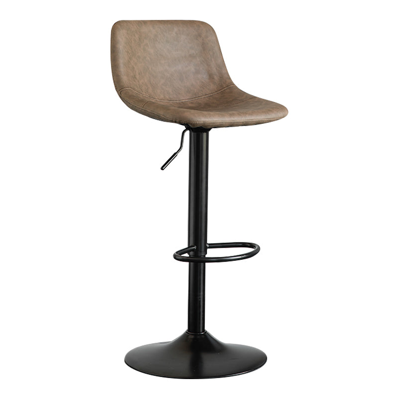 Contemporary Leather Swivel Barstool Indoor Bar Stool with Metal Base and Low Back