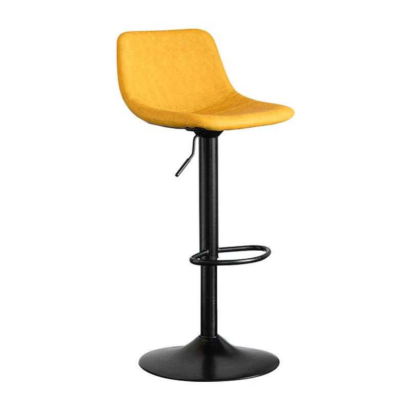 Contemporary Leather Swivel Barstool Indoor Bar Stool with Metal Base and Low Back