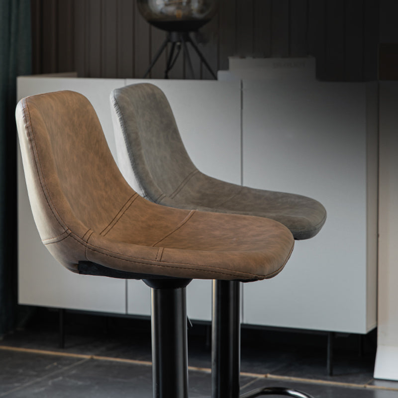 Contemporary Leather Swivel Barstool Indoor Bar Stool with Metal Base and Low Back