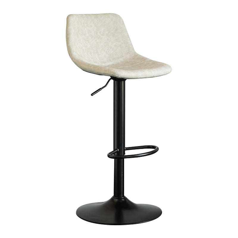 Contemporary Leather Swivel Barstool Indoor Bar Stool with Metal Base and Low Back