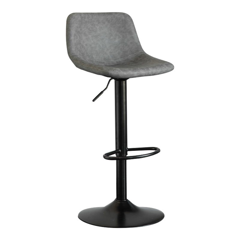 Contemporary Leather Swivel Barstool Indoor Bar Stool with Metal Base and Low Back