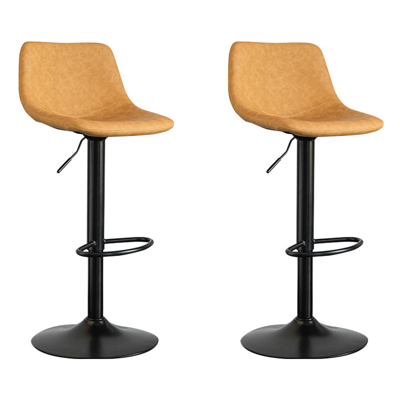Contemporary Leather Swivel Barstool Indoor Bar Stool with Metal Base and Low Back
