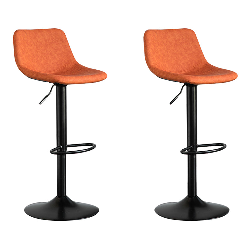 Contemporary Leather Swivel Barstool Indoor Bar Stool with Metal Base and Low Back