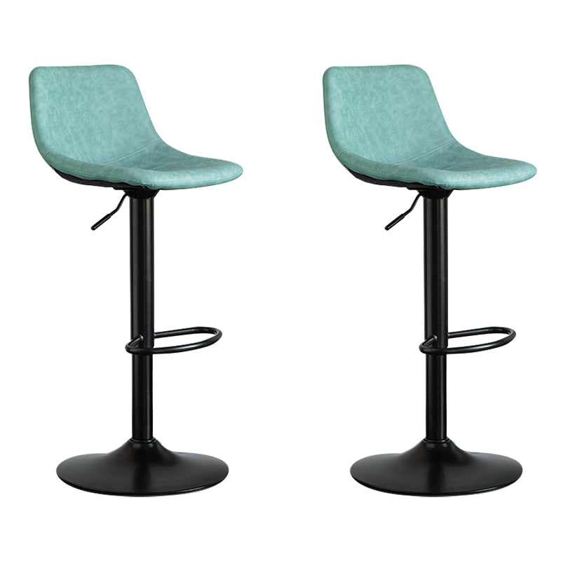 Contemporary Leather Swivel Barstool Indoor Bar Stool with Metal Base and Low Back
