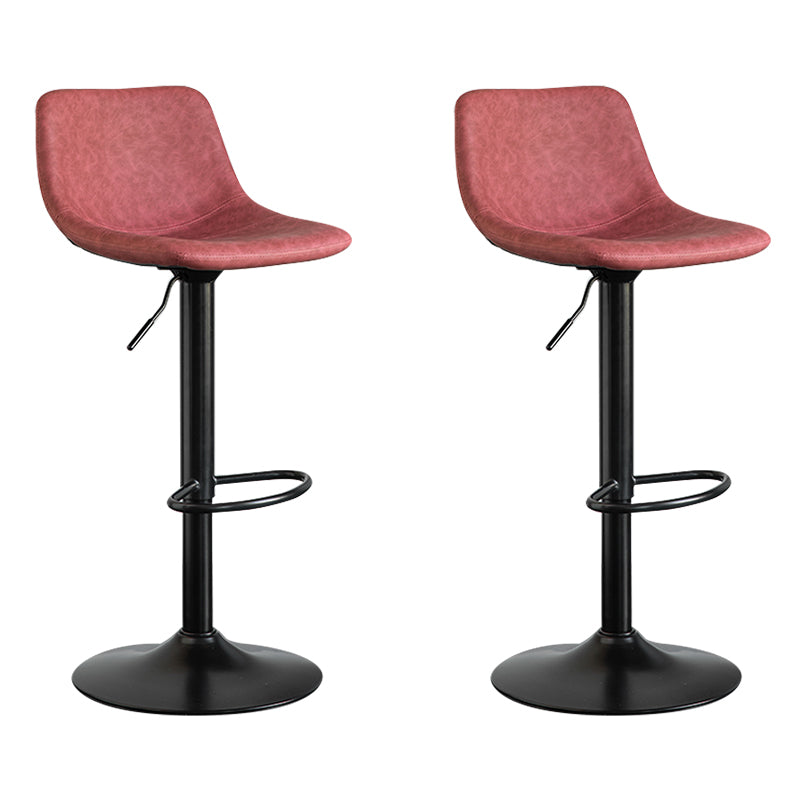 Contemporary Leather Swivel Barstool Indoor Bar Stool with Metal Base and Low Back