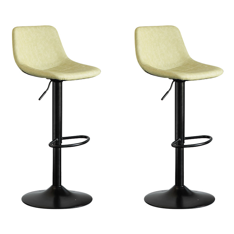 Contemporary Leather Swivel Barstool Indoor Bar Stool with Metal Base and Low Back