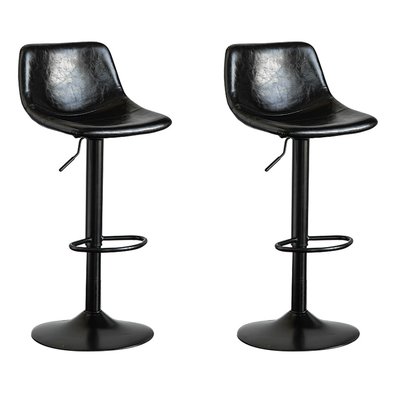 Contemporary Leather Swivel Barstool Indoor Bar Stool with Metal Base and Low Back
