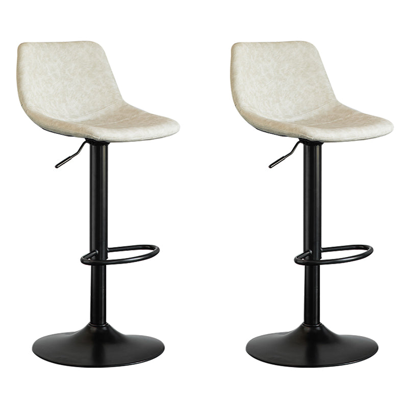 Contemporary Leather Swivel Barstool Indoor Bar Stool with Metal Base and Low Back