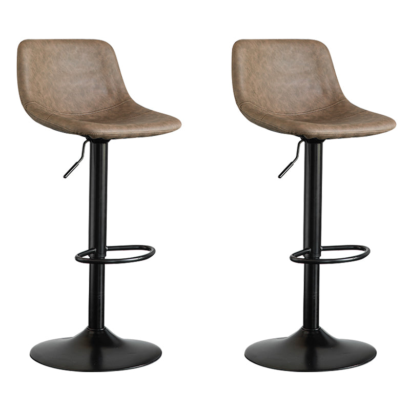 Contemporary Leather Swivel Barstool Indoor Bar Stool with Metal Base and Low Back