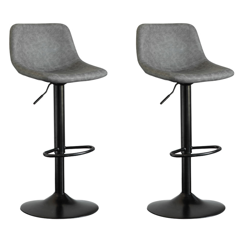Contemporary Leather Swivel Barstool Indoor Bar Stool with Metal Base and Low Back