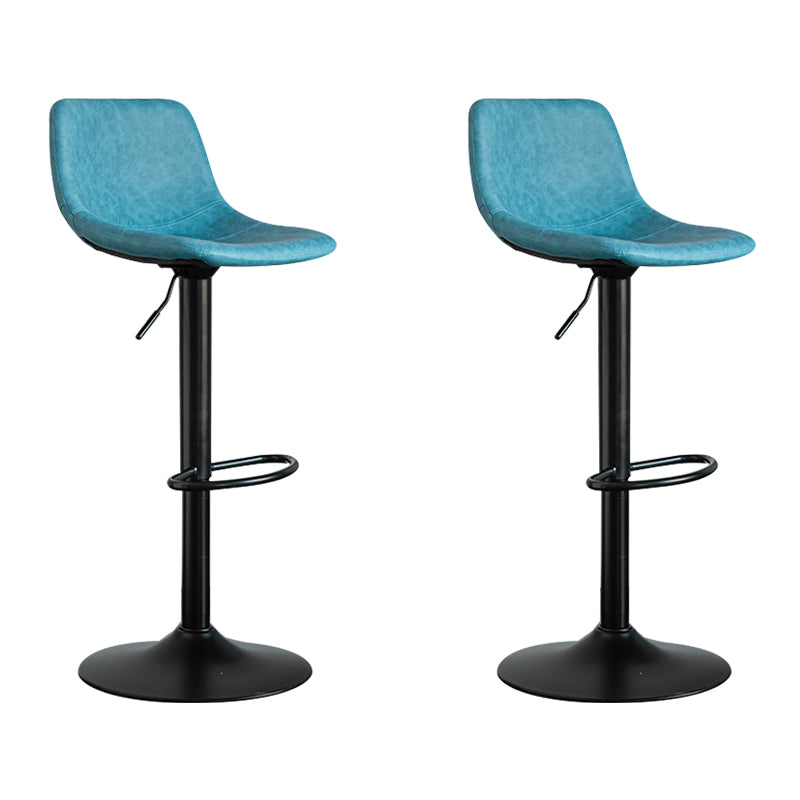 Contemporary Leather Swivel Barstool Indoor Bar Stool with Metal Base and Low Back
