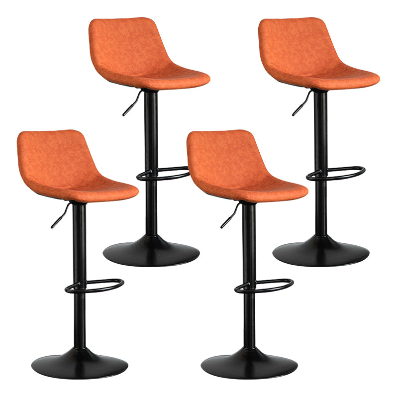 Contemporary Leather Swivel Barstool Indoor Bar Stool with Metal Base and Low Back