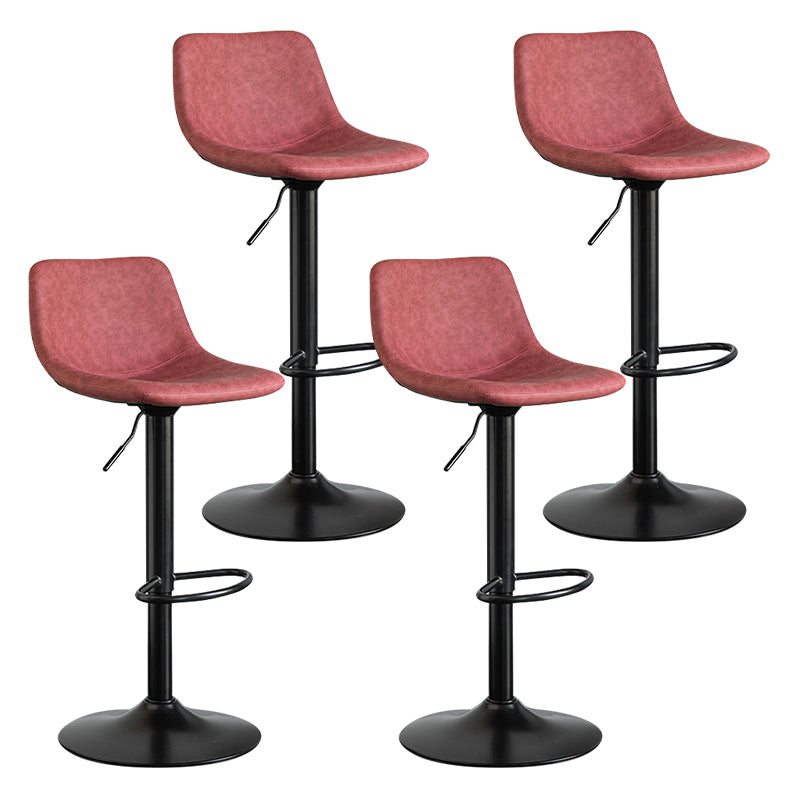 Contemporary Leather Swivel Barstool Indoor Bar Stool with Metal Base and Low Back