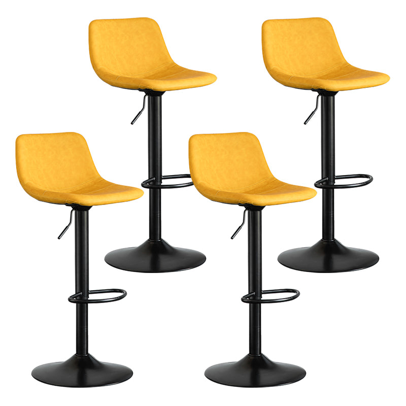 Contemporary Leather Swivel Barstool Indoor Bar Stool with Metal Base and Low Back