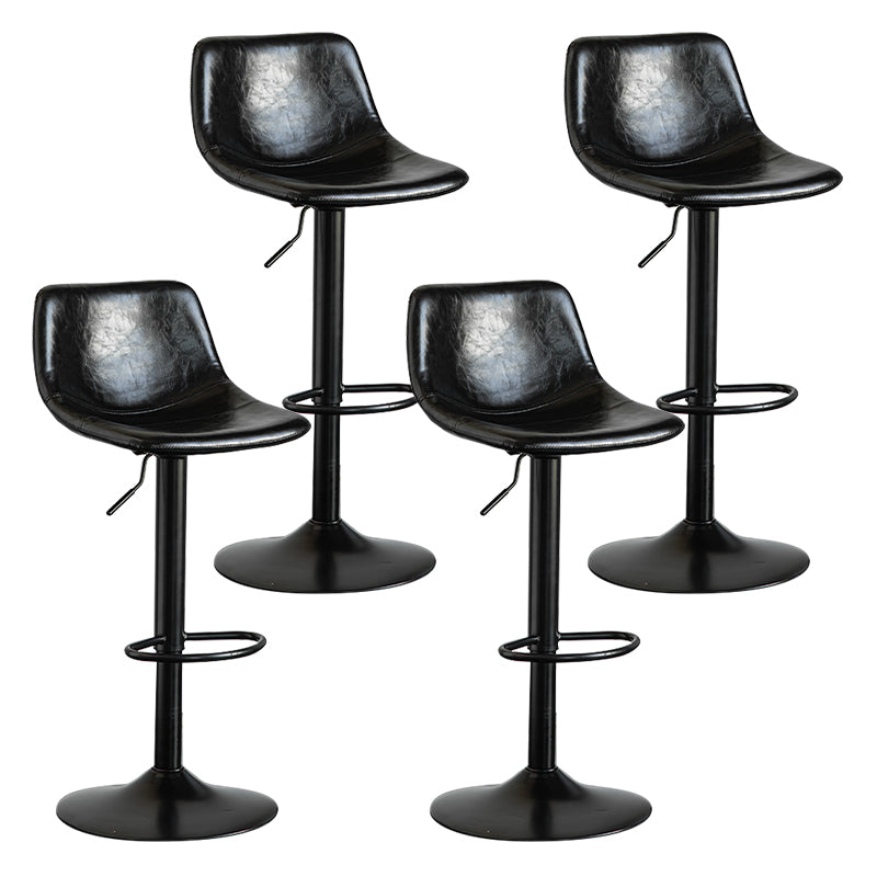 Contemporary Leather Swivel Barstool Indoor Bar Stool with Metal Base and Low Back