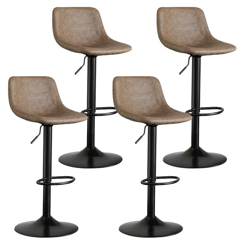 Contemporary Leather Swivel Barstool Indoor Bar Stool with Metal Base and Low Back