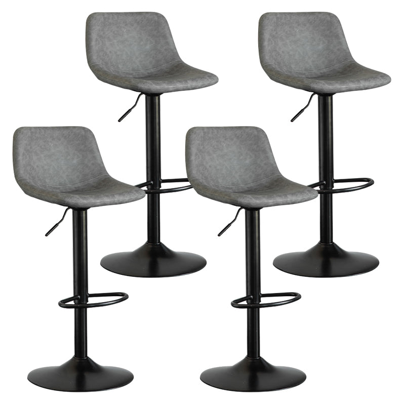 Contemporary Leather Swivel Barstool Indoor Bar Stool with Metal Base and Low Back