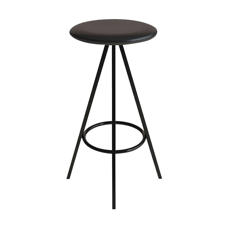 Industrial Style Barstools Leather Seats Metal 3 Legs Counter Stools for Dining Room