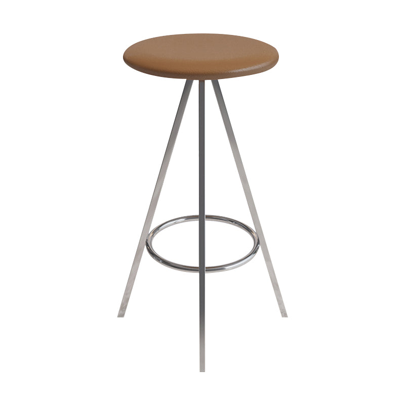 Industrial Style Barstools Leather Seats Metal 3 Legs Counter Stools for Dining Room