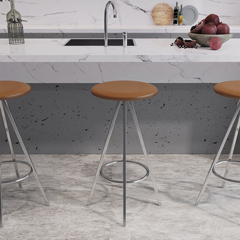 Industrial Style Barstools Leather Seats Metal 3 Legs Counter Stools for Dining Room