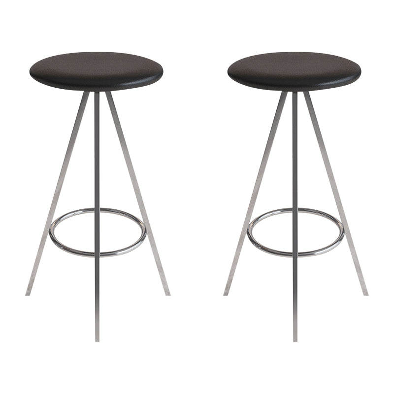 Industrial Style Barstools Leather Seats Metal 3 Legs Counter Stools for Dining Room