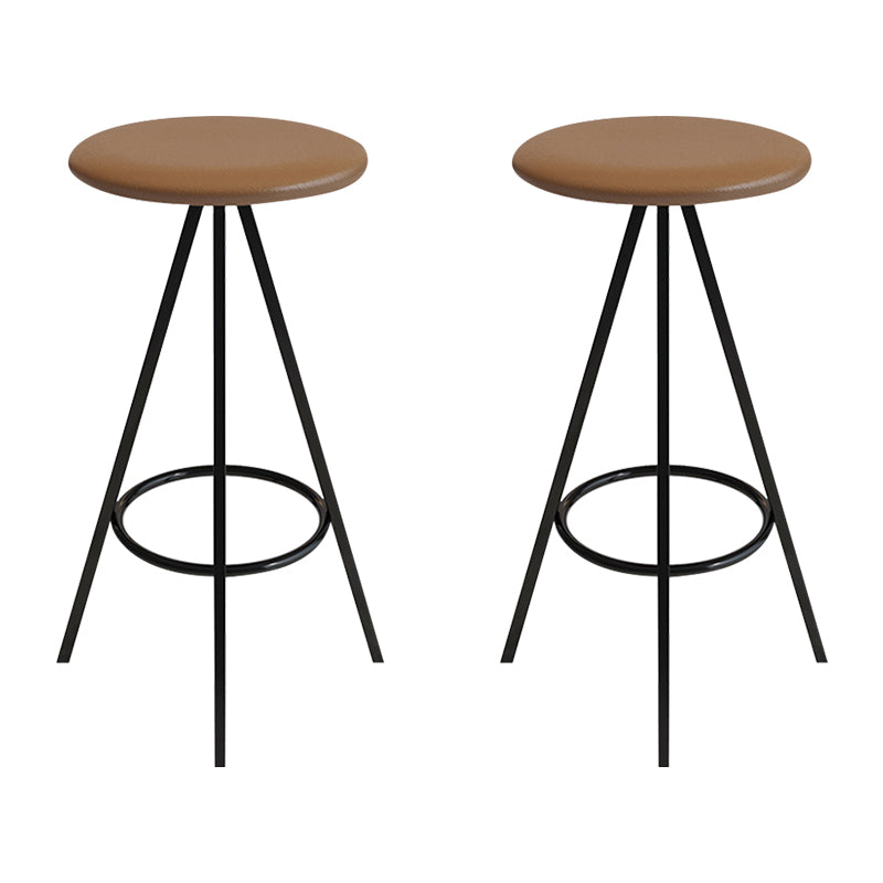 Industrial Style Barstools Leather Seats Metal 3 Legs Counter Stools for Dining Room