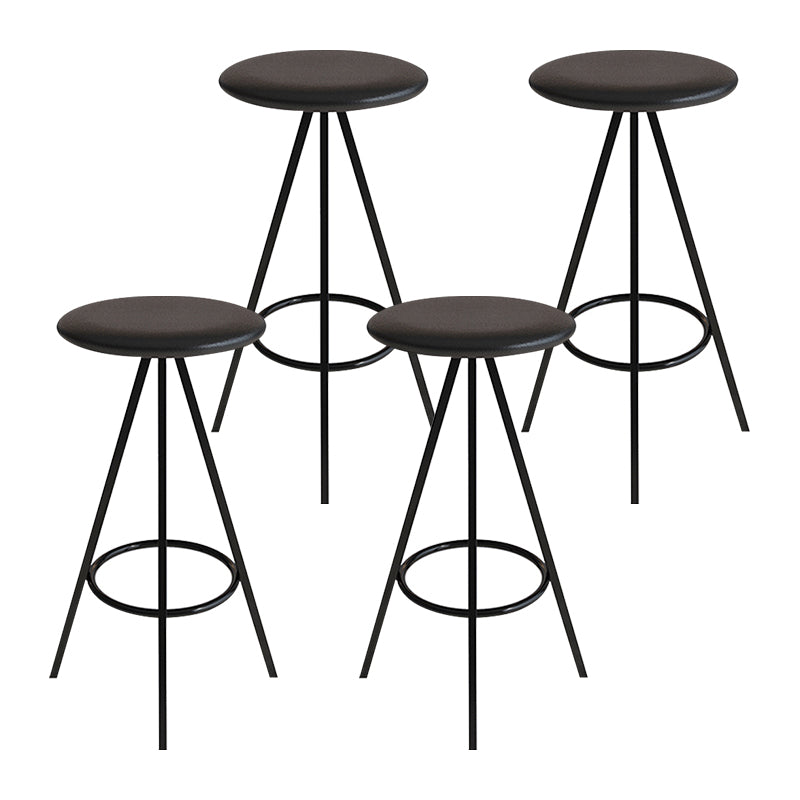 Industrial Style Barstools Leather Seats Metal 3 Legs Counter Stools for Dining Room