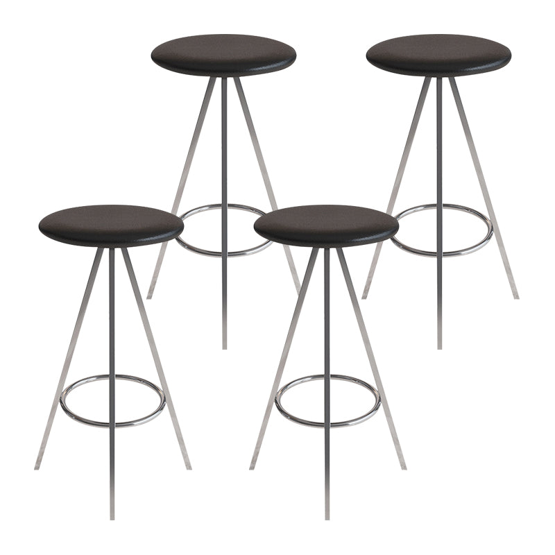 Industrial Style Barstools Leather Seats Metal 3 Legs Counter Stools for Dining Room